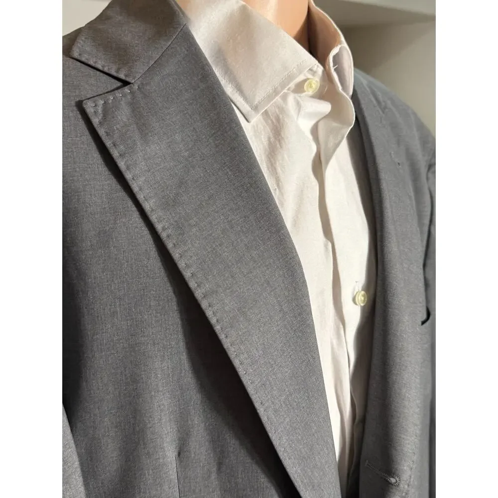Brunello Cucinelli Gray Wool Silk Deconstructed Blazer Sport Jacket 54 44R Men's